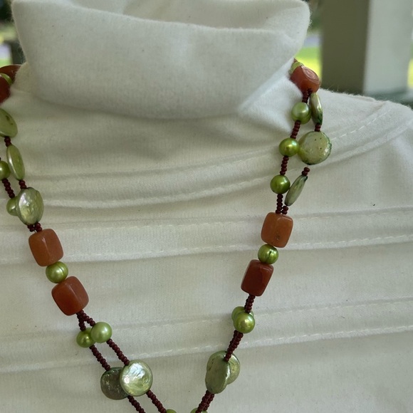 Artisan Earthy Beaded Necklace crafted from Natural stonesRed Creek jasper - Picture 4 of 6